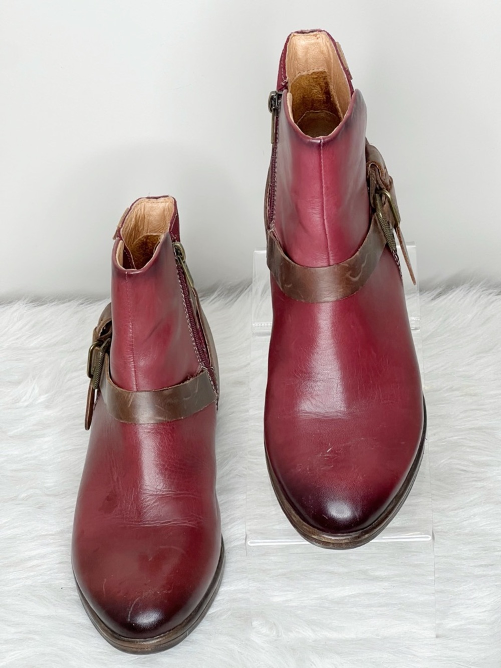 Pikolinos Ordino Leather Ankle Boots In Garnet Size 38/ 7.5-8 - Picture 2 of 9